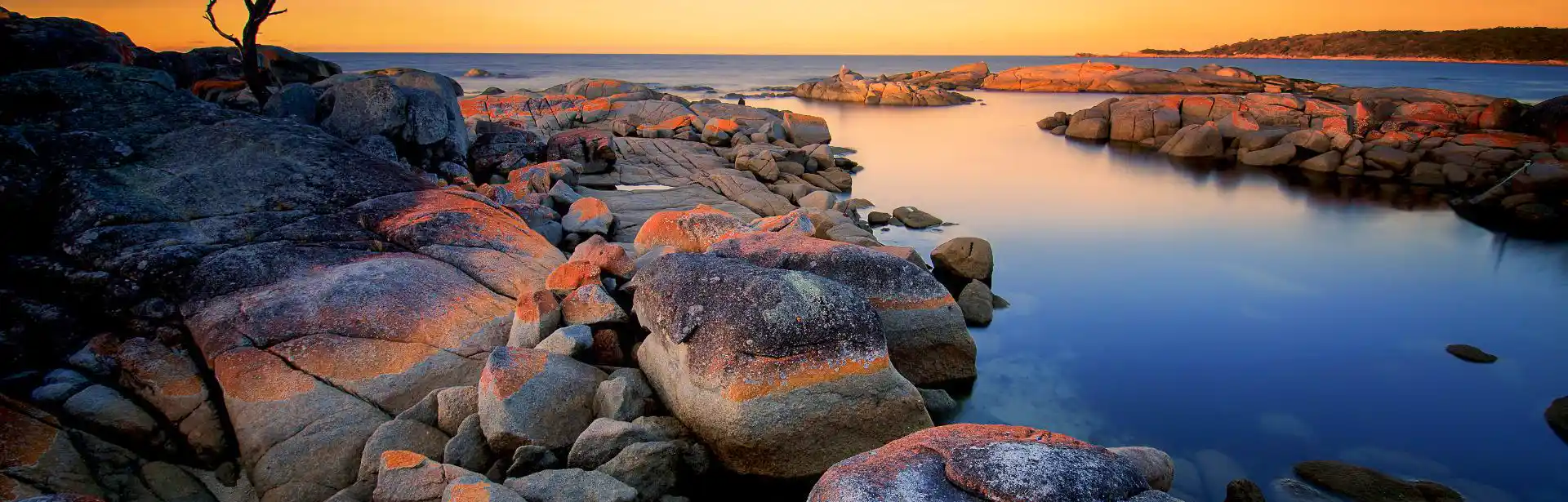 Costa selvaggia della Tasmania con rocce, oceano e luce dorata al tramonto